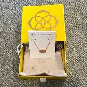Kendra Scott Elisa Rose Gold Pendant Necklace Rose Gold Drusy with gift box